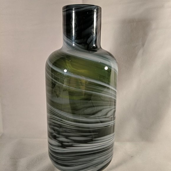 Ikea Iina Vuorivirta Large Almhult Fused Glass Swirl Vase Green White 10.5" - Picture 6 of 10